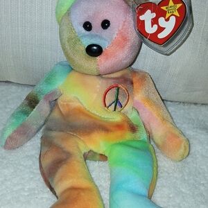 Ty Beanie Baby Peace Bear - Multicolor Plush Toy
